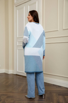 Голубой вязаный кардиган из хлопка для повседневной одежды Romgil РВ0013-ХЛ2 бледно-голубой,индиго,белый - фото 2