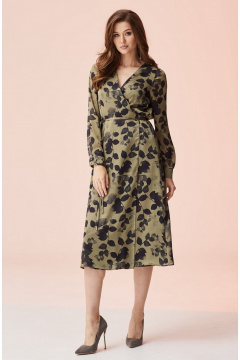 Платье на запах из шифона с V-образным вырезом и длинными рукавами Faufilure C1484 - фото 1