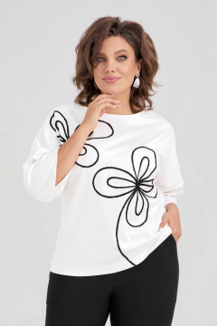 Джемпер свободного силуэта из мягкого трикотажа с вышивкой IVA 1578 - фото 1