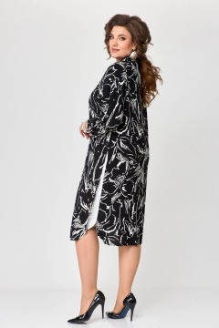 Нарядное платье-рубашка с фигурными подрезами и пуговицами Solomeya Lux 961 цветы_с_белым - фото 5