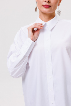 Увеличенная рубашка из хлопка с кокетками и складками ANIDEN 31-1 белый - фото 5
