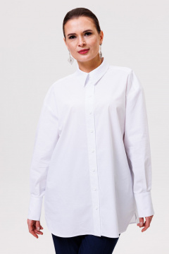 Увеличенная рубашка из хлопка с кокетками и складками ANIDEN 31-1 белый - фото 4