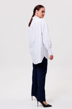 Увеличенная рубашка из хлопка с кокетками и складками ANIDEN 31-1 белый - фото 3