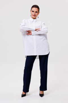 Увеличенная рубашка из хлопка с кокетками и складками ANIDEN 31-1 белый - фото 1