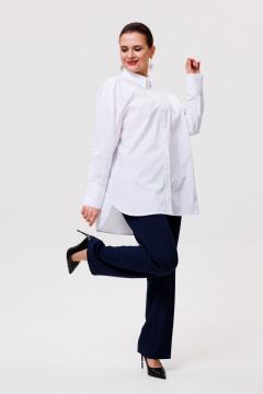 Увеличенная рубашка из хлопка с кокетками и складками ANIDEN 31-1 белый - фото 2