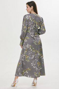 Демисезонное серое платье с разрезом и пуговицами Lyushe 3684 - фото 2