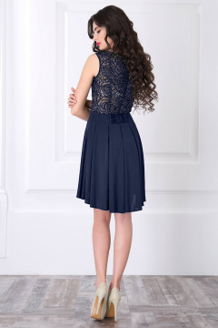 Круглогодичное синее нарядное платье из гипюра и шифона LaKona 11576 синий - фото 2