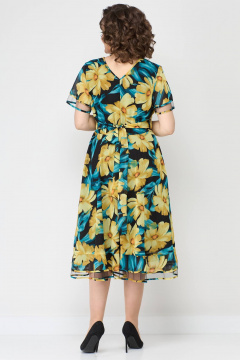 Платье из шифона с кокетой и воланами в зеленом Solomeya Lux 966 - фото 4