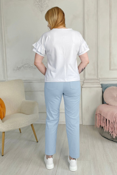 Голубые джинсовые брюки с высокой посадкой и резинкой Rumoda 2023 голубой - фото 3