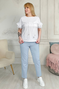 Голубые джинсовые брюки с высокой посадкой и резинкой Rumoda 2023 голубой - фото 1