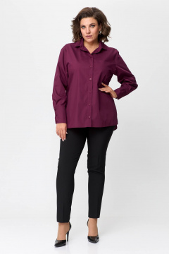 Рубашка оверсайз свободного кроя с карманом и разрезами Avenue 0301-5 винный - фото 4