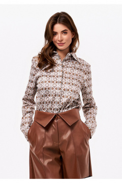 Рубашка женская полуприлегающего силуэта из хлопка KaVaRi 4004 беж_узор - фото 2
