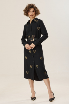 Платье из итальянского крепа с втачными рукавами и вышивкой NiV NiV fashion 2458 черный - фото 1