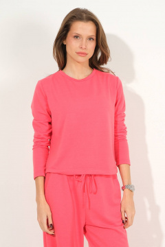 Мягкий трикотажный костюм из двухнитки с шнурком Luitui R4036 коралловый - фото 4