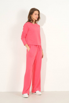 Мягкий трикотажный костюм из двухнитки с шнурком Luitui R4036 коралловый - фото 2