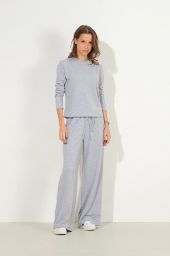 Демисезонный костюм из трикотажа широкие брюки и джемпер Luitui R4036 серый - фото 1