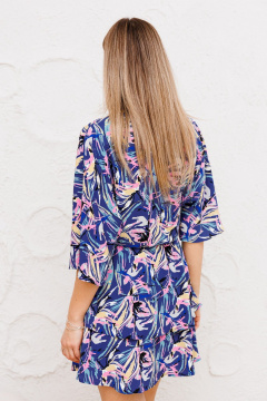 Мультиколорное свободное платье с рукавами летучая мышь и запахом Amberа Style 1079 - фото 3