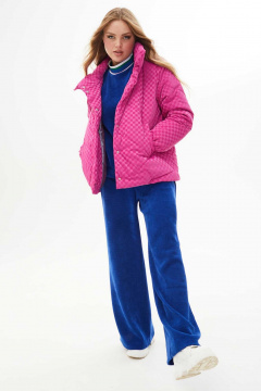 Розовая утепленная демисезонная куртка лаке с прорезными карманами Mislana 724 розовый - фото 3