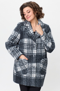 Демисезонное полупальто с капюшоном из пальтовой ткани БелЭльСтиль 825-1 88 22 клетка - фото 1