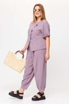Брючный костюм с шароварами и укороченным жакетом лето Michel chic 1337/1 лаванда - фото 5
