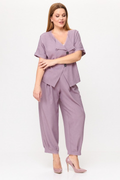 Брючный костюм с шароварами и укороченным жакетом лето Michel chic 1337/1 лаванда - фото 3