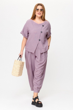Брючный костюм с шароварами и укороченным жакетом лето Michel chic 1337/1 лаванда - фото 2