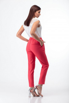 Брюки классические с высокой посадкой и съемным поясом Anelli 733 коралл - фото 5