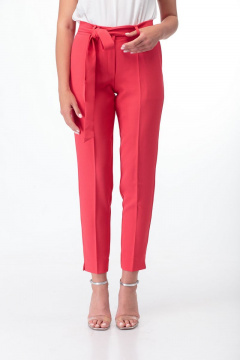 Брюки классические с высокой посадкой и съемным поясом Anelli 733 коралл - фото 4