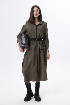 Платье в стиле сафари с карманами и съемным поясом LM М38 хаки - фото 2