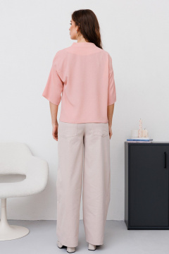 Элегантная текстильная блуза с рукавом 3/4 и складками NikVa 481-2 пудра - фото 3