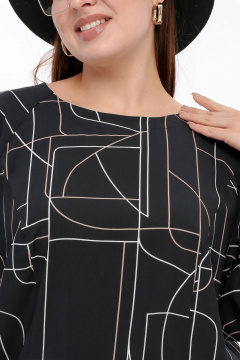 Блуза свободного силуэта из вискозы, черный, демисезон La rouge 6282 черный-(геометрия) - фото 5