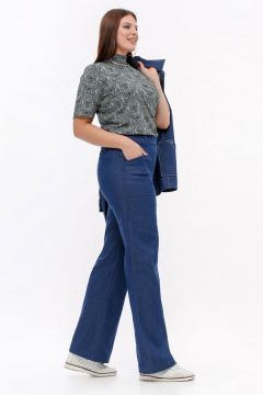 Брюки расширенного к низу силуэта, синий, демисезон La rouge 8054 синий-джинс - фото 2