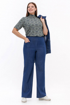 Брюки расширенного к низу силуэта, синий, демисезон La rouge 8054 синий-джинс - фото 1