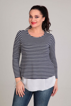 Блуза из вискозы с двойным эффектом и фигурным низом Таир-Гранд 62259 синий - фото 1