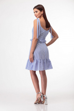 Сарафан в полоску из хлопка с рюшами и регулируемыми бретелями Anelli 851 голубой - фото 3