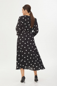 Миди платье полуприлегающего силуэта с вырезом В Elady 4350 черный-в-горох - фото 3