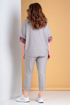 Летний женский комплект блуза и брюки с резинкой Liona Style 752 серый - фото 3