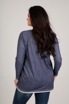 Демисезонный женский джемпер с карманами и печатью Таир-Гранд 62288 джинс - фото 2