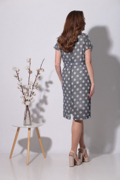 Платье летнее из шифона с декоративным воротником и поясом Fortuna ШЖ 590 горох - фото 3