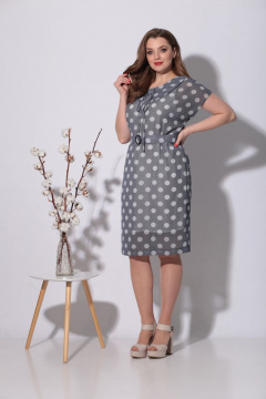 Платье летнее из шифона с декоративным воротником и поясом Fortuna ШЖ 590 горох - фото 2