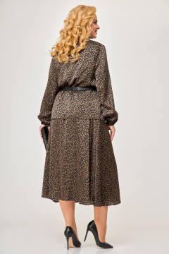 Зимнее пальто из искусственного меха на каждый день Swallow 601 шоколадный_ирбис - фото 4