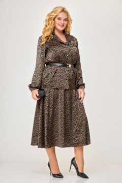 Зимнее пальто из искусственного меха на каждый день Swallow 601 шоколадный_ирбис - фото 3