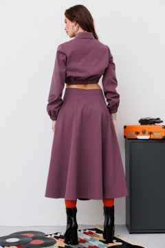 Фиолетовая джинсовая юбка-миди с карманами и поясом NikVa 469-1 черника - фото 2