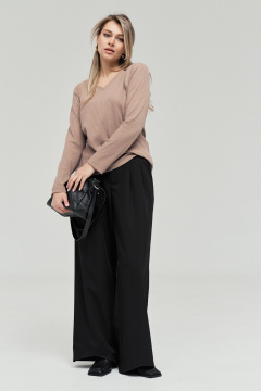 Брюки палацца широкие с складками для делового образа GRATTO 3451 черный - фото 1