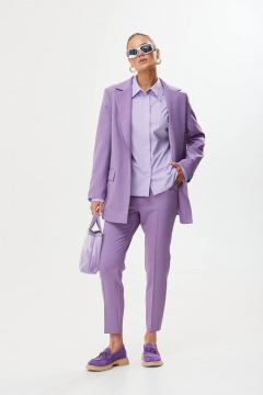 Деловой костюм из текстиля с сиреневым пиджаком и брюками Твой имидж 1782 фиолетовый - фото 2