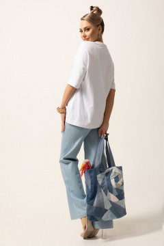 Белая хлопковая трикотажная футболка с круглым вырезом Golden Valley 2328 белый - фото 4