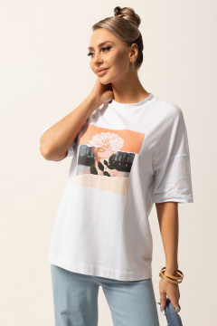 Белая хлопковая трикотажная футболка с круглым вырезом Golden Valley 2328 белый - фото 2