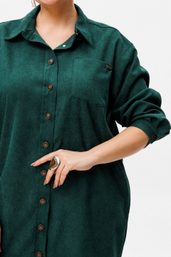 Зеленое вельветовое платье-рубашка прямого кроя Anelli 1435 зелень - фото 5