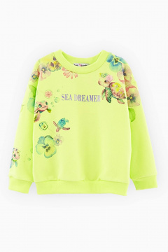 Джемпер прямой силуэт из трикотажа и хлопка Bell Bimbo 240023 лайм - фото 1