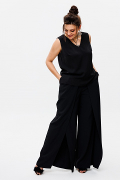 Черный базовый топ из вискозы и текстиля для образов Anelli 1440 черный - фото 2